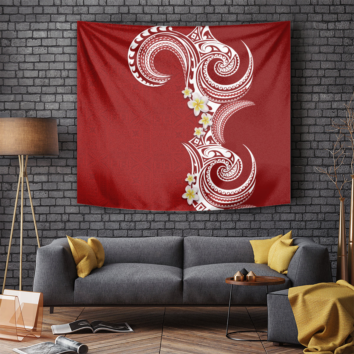 Aloha Polynesian Plumeria Flower Tapestry Red Color LT03 - Polynesian Pride