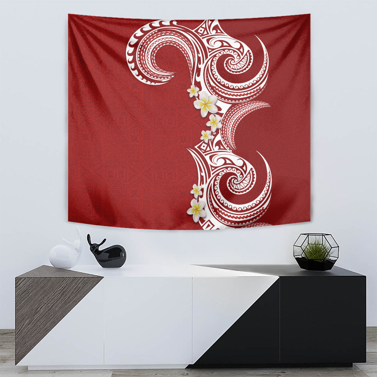 Aloha Polynesian Plumeria Flower Tapestry Red Color LT03 - Polynesian Pride