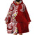 Aloha Polynesian Plumeria Flower Wearable Blanket Hoodie Red Color