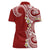 Aloha Polynesian Plumeria Flower Women Polo Shirt Red Color