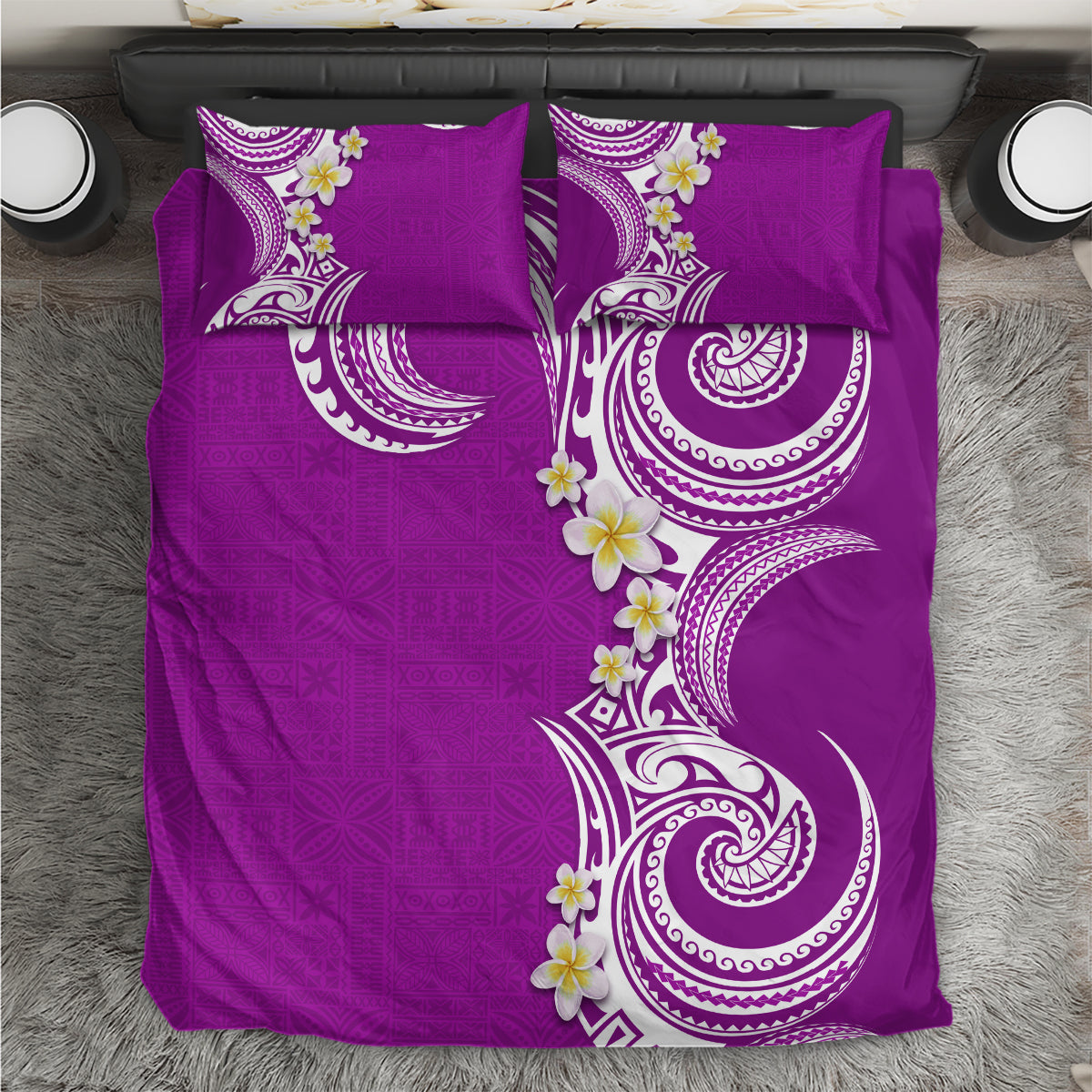 Aloha Polynesian Plumeria Flower Bedding Set Purple Color LT03 Purple - Polynesian Pride