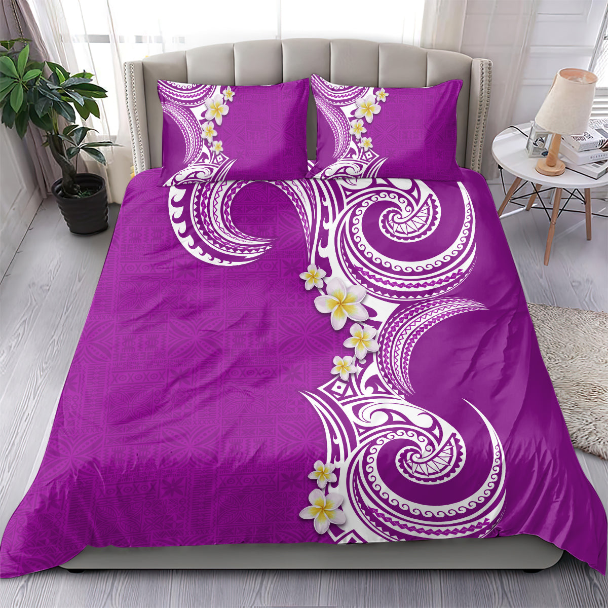 Aloha Polynesian Plumeria Flower Bedding Set Purple Color LT03 - Polynesian Pride