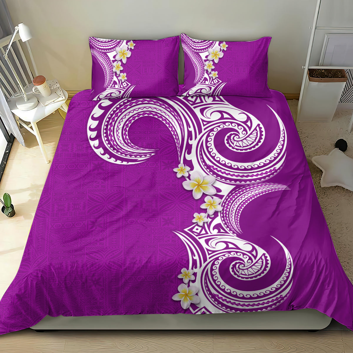 Aloha Polynesian Plumeria Flower Bedding Set Purple Color LT03 - Polynesian Pride