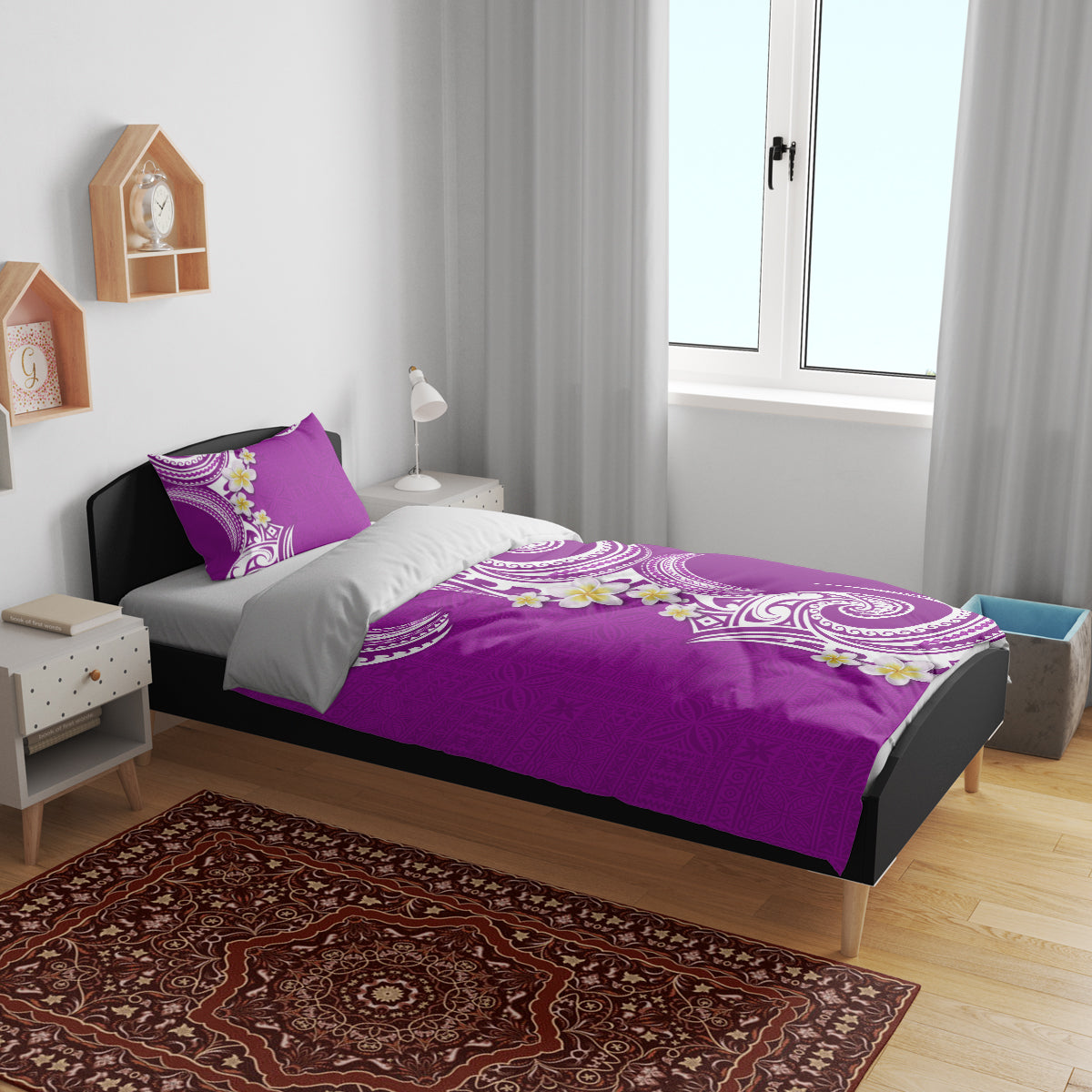 Aloha Polynesian Plumeria Flower Bedding Set Purple Color LT03 - Polynesian Pride