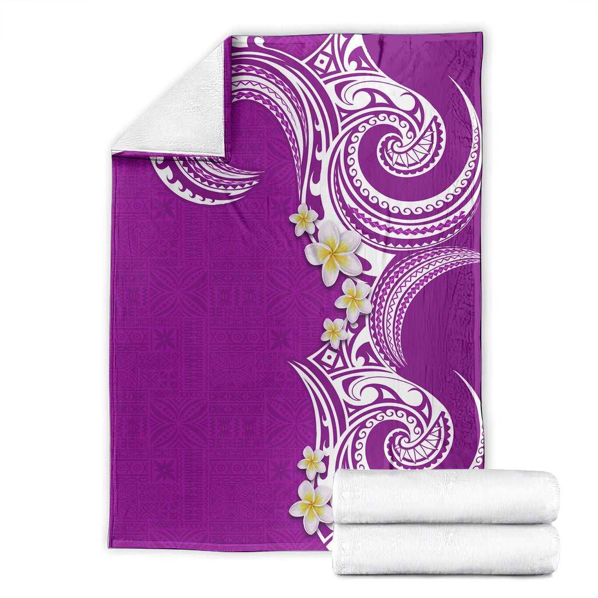 Aloha Polynesian Plumeria Flower Blanket Purple Color LT03 - Polynesian Pride