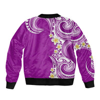 Aloha Polynesian Plumeria Flower Bomber Jacket Purple Color LT03 - Polynesian Pride
