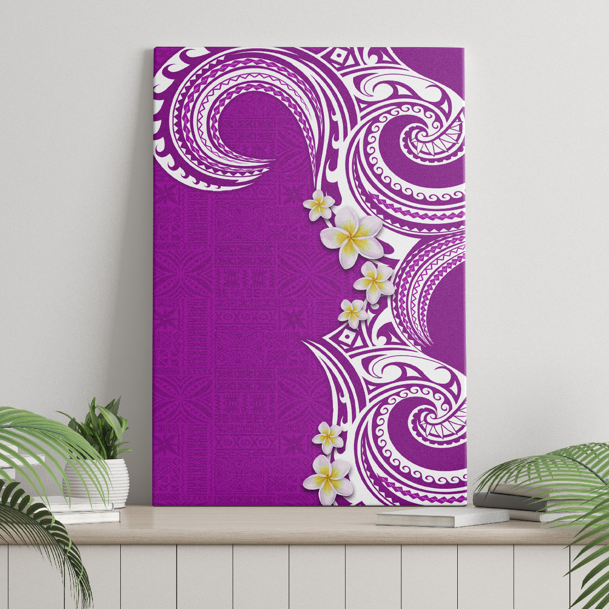 Aloha Polynesian Plumeria Flower Canvas Wall Art Purple Color LT03 - Polynesian Pride