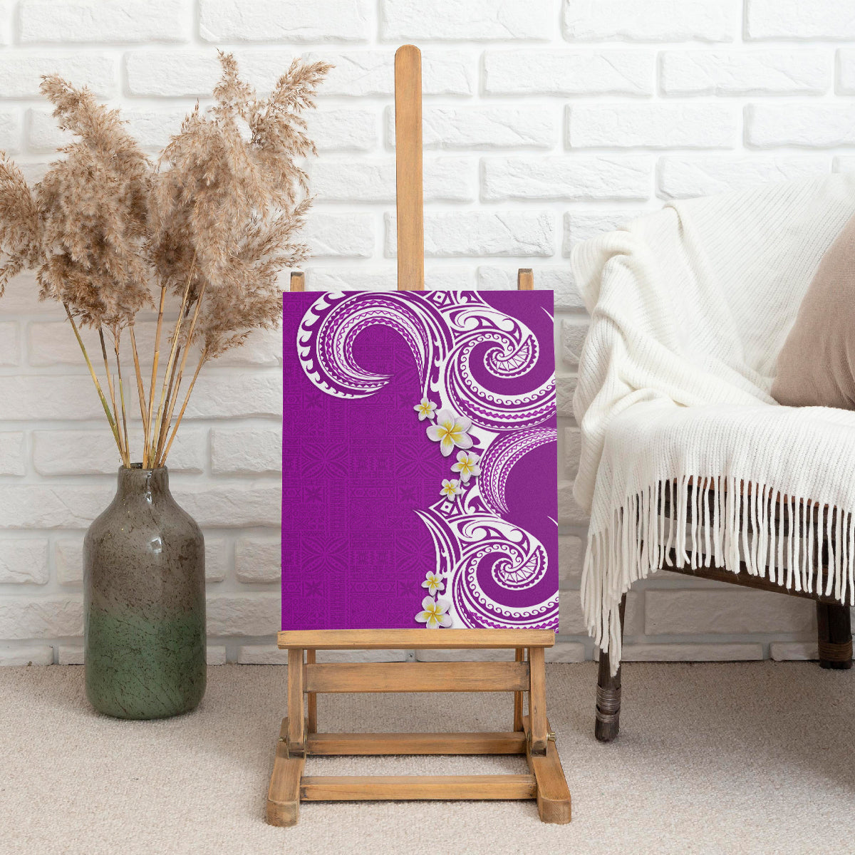 Aloha Polynesian Plumeria Flower Canvas Wall Art Purple Color LT03 - Polynesian Pride