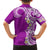 Aloha Polynesian Plumeria Flower Family Matching Long Sleeve Bodycon Dress and Hawaiian Shirt Purple Color