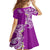 Aloha Polynesian Plumeria Flower Family Matching Long Sleeve Bodycon Dress and Hawaiian Shirt Purple Color