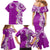 Aloha Polynesian Plumeria Flower Family Matching Mermaid Dress and Hawaiian Shirt Purple Color