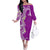 Aloha Polynesian Plumeria Flower Family Matching Off The Shoulder Long Sleeve Dress and Hawaiian Shirt Purple Color