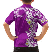 Aloha Polynesian Plumeria Flower Family Matching Off Shoulder Short Dress and Hawaiian Shirt Purple Color LT03 - Polynesian Pride
