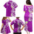 Aloha Polynesian Plumeria Flower Family Matching Puletasi and Hawaiian Shirt Purple Color