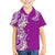 Aloha Polynesian Plumeria Flower Family Matching Short Sleeve Bodycon Dress and Hawaiian Shirt Purple Color