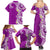 Aloha Polynesian Plumeria Flower Family Matching Summer Maxi Dress and Hawaiian Shirt Purple Color