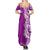 Aloha Polynesian Plumeria Flower Family Matching Summer Maxi Dress and Hawaiian Shirt Purple Color