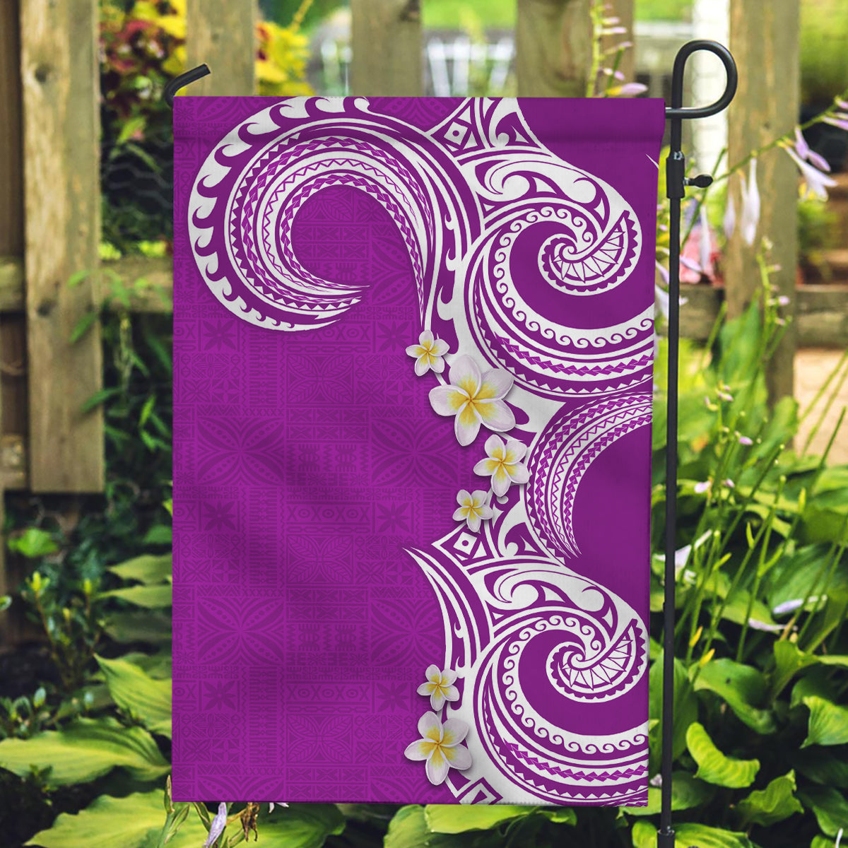 Aloha Polynesian Plumeria Flower Garden Flag Purple Color LT03 Garden Flag Purple - Polynesian Pride