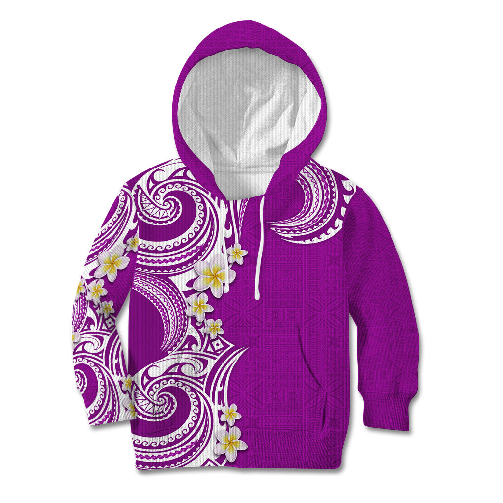 Aloha Polynesian Plumeria Flower Kid Hoodie Purple Color