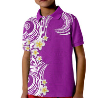 Aloha Polynesian Plumeria Flower Kid Polo Shirt Purple Color