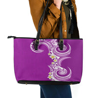 Aloha Polynesian Plumeria Flower Leather Tote Bag Purple Color LT03 - Polynesian Pride