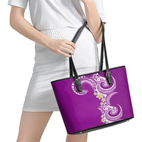 Aloha Polynesian Plumeria Flower Leather Tote Bag Purple Color LT03 - Polynesian Pride