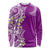 Aloha Polynesian Plumeria Flower Long Sleeve Shirt Purple Color