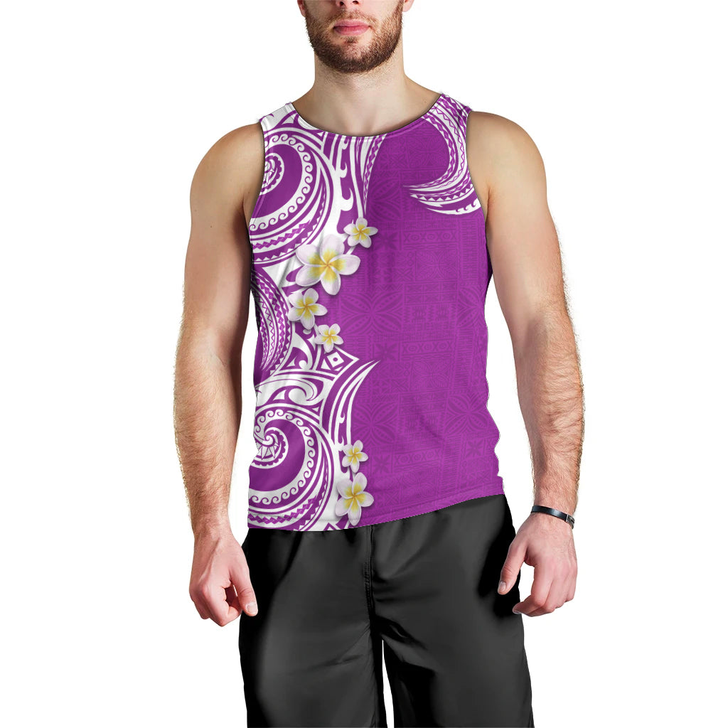 Aloha Polynesian Plumeria Flower Men Tank Top Purple Color LT03 - Polynesian Pride