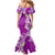 Aloha Polynesian Plumeria Flower Mermaid Dress Purple Color