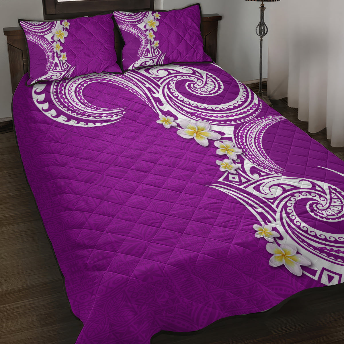 Aloha Polynesian Plumeria Flower Quilt Bed Set Purple Color LT03 Purple - Polynesian Pride
