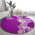 Aloha Polynesian Plumeria Flower Round Carpet Purple Color