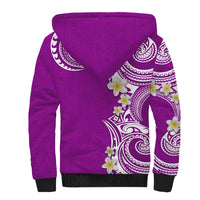 Aloha Polynesian Plumeria Flower Sherpa Hoodie Purple Color LT03 - Polynesian Pride