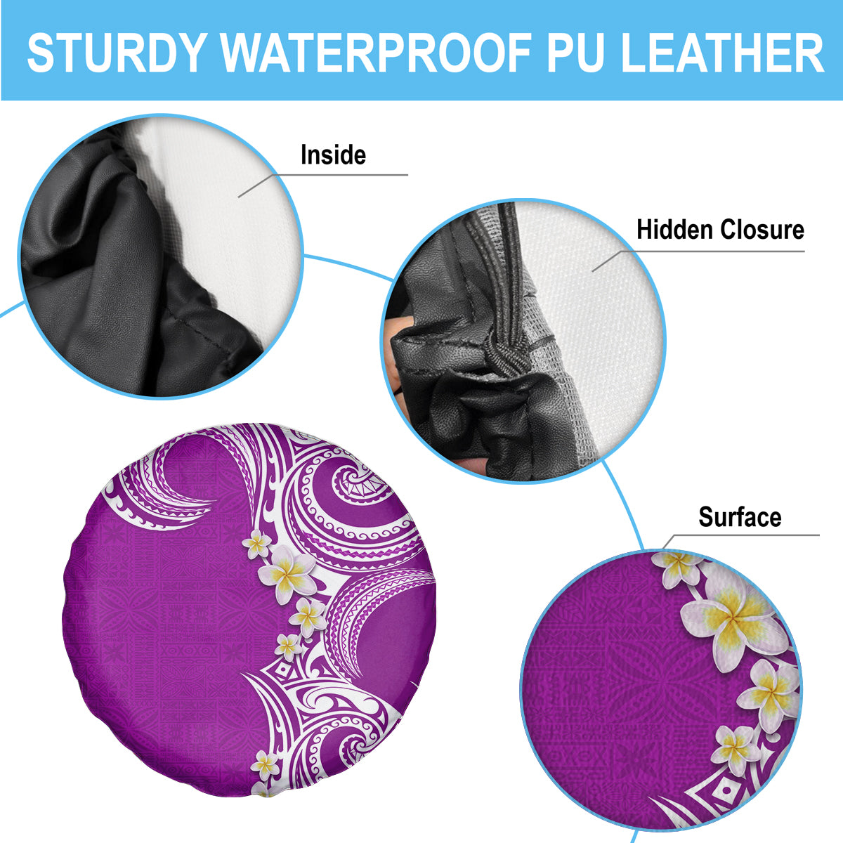 Aloha Polynesian Plumeria Flower Spare Tire Cover Purple Color LT03 - Polynesian Pride