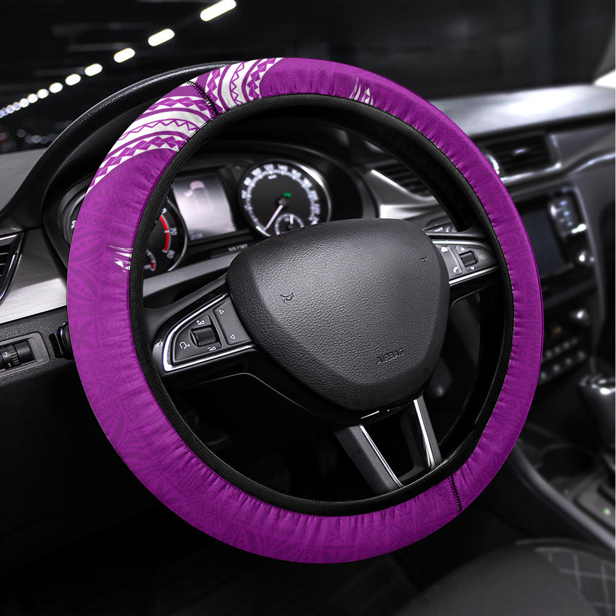 Aloha Polynesian Plumeria Flower Steering Wheel Cover Purple Color LT03 Universal Fit Purple - Polynesian Pride