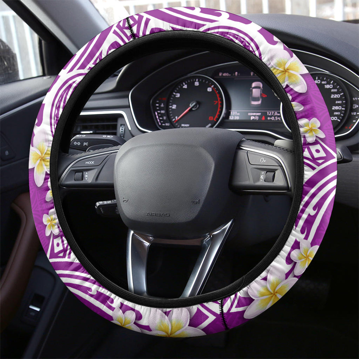 Aloha Polynesian Plumeria Flower Steering Wheel Cover Purple Color LT03 - Polynesian Pride