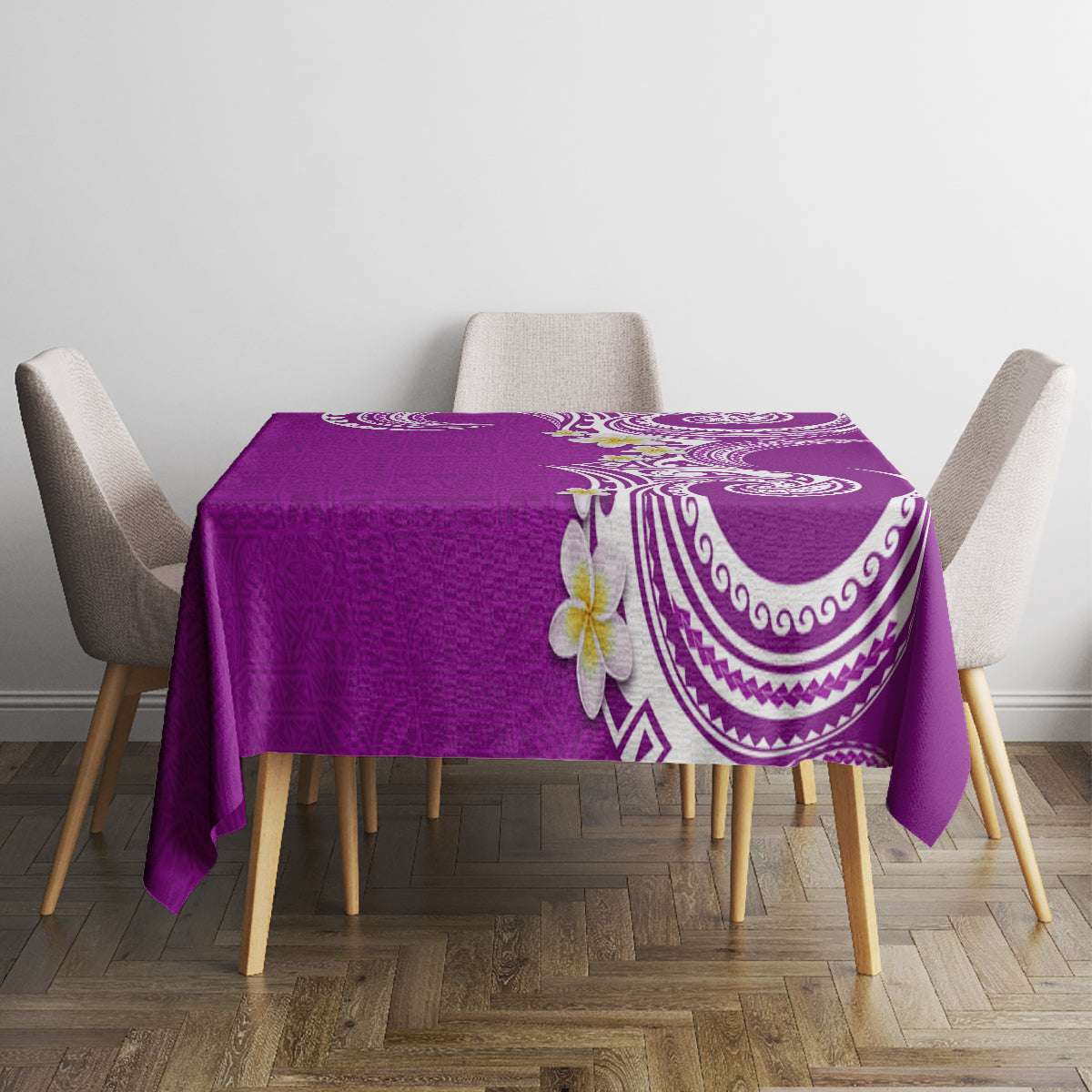 Aloha Polynesian Plumeria Flower Tablecloth Purple Color LT03 - Polynesian Pride