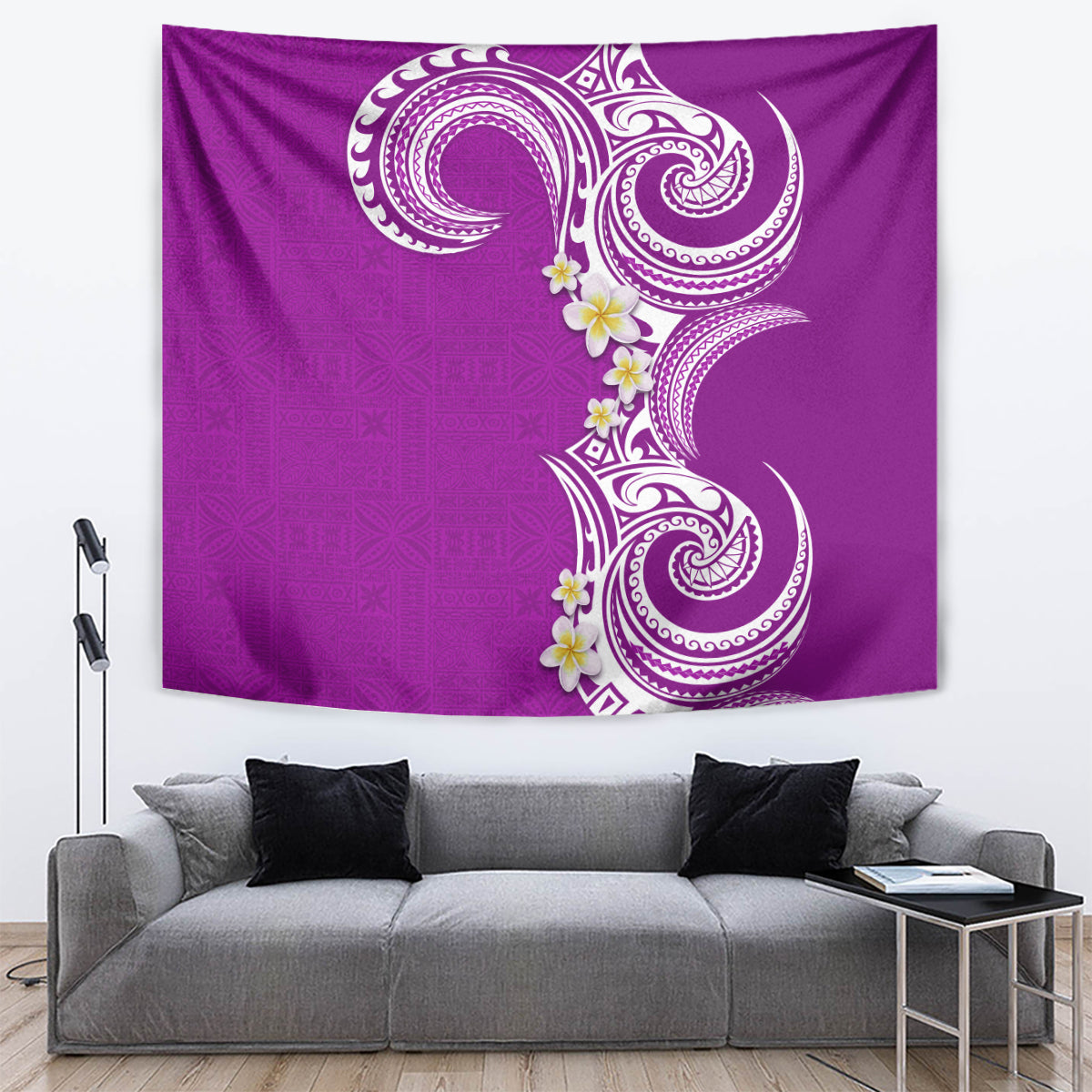 Aloha Polynesian Plumeria Flower Tapestry Purple Color