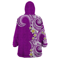 Aloha Polynesian Plumeria Flower Wearable Blanket Hoodie Purple Color LT03 - Polynesian Pride