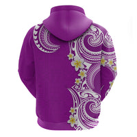 Aloha Polynesian Plumeria Flower Zip Hoodie Purple Color