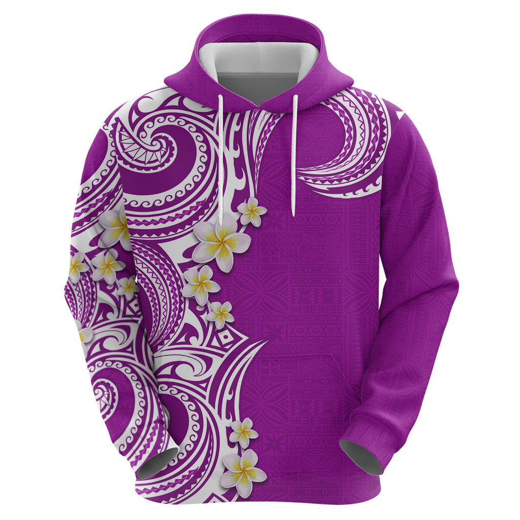 Aloha Polynesian Plumeria Flower Zip Hoodie Purple Color