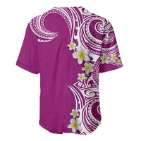 Aloha Polynesian Plumeria Flower Baseball Jersey Pink Color