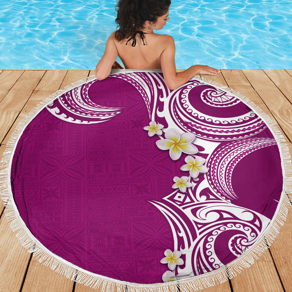Aloha Polynesian Plumeria Flower Beach Blanket Pink Color LT03 - Polynesian Pride