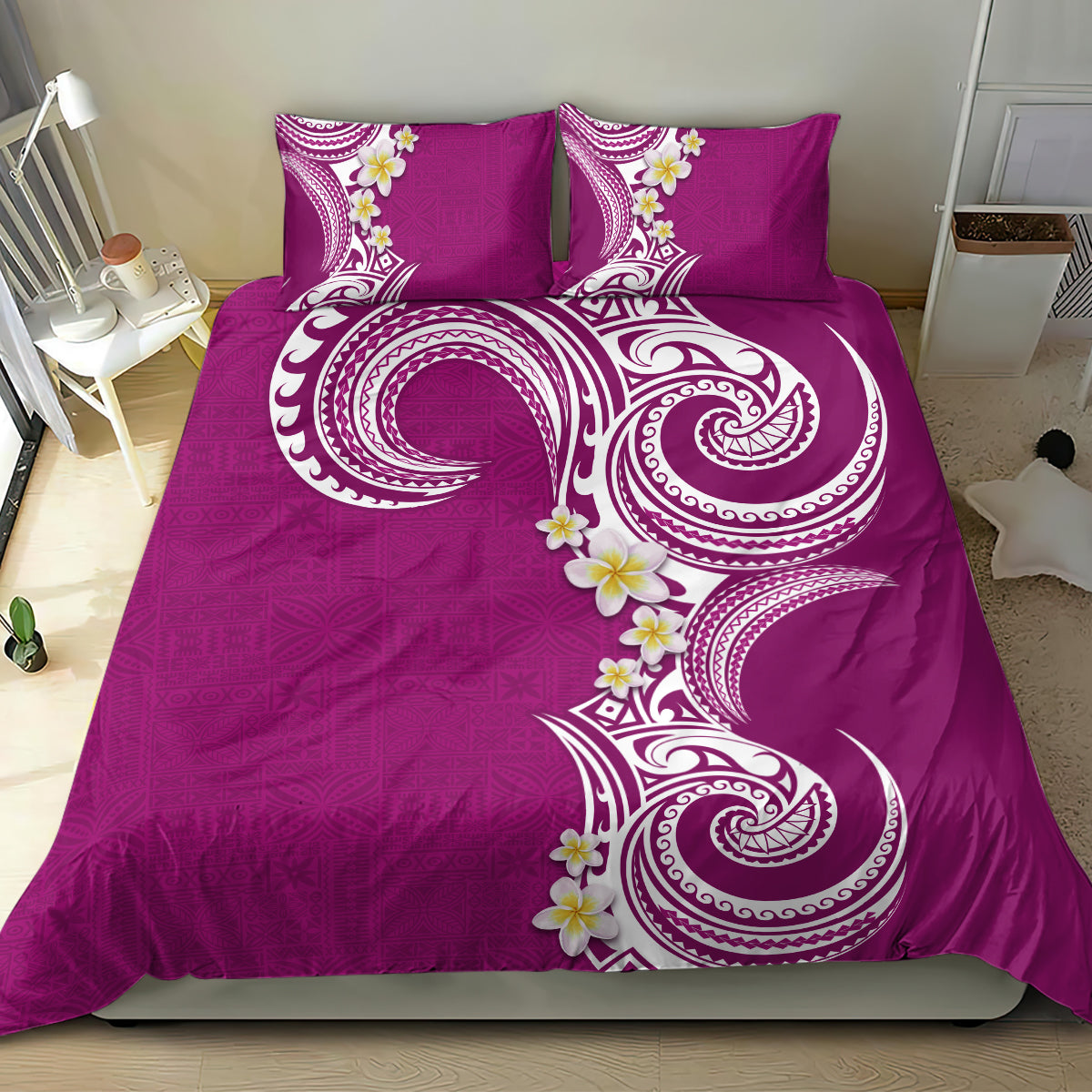 Aloha Polynesian Plumeria Flower Bedding Set Pink Color LT03 - Polynesian Pride