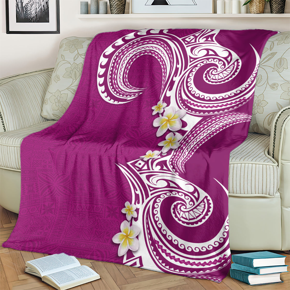 Aloha Polynesian Plumeria Flower Blanket Pink Color LT03 - Polynesian Pride