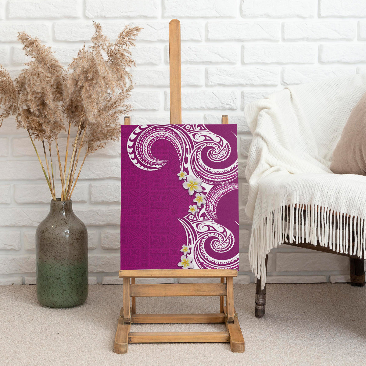 Aloha Polynesian Plumeria Flower Canvas Wall Art Pink Color LT03 - Polynesian Pride