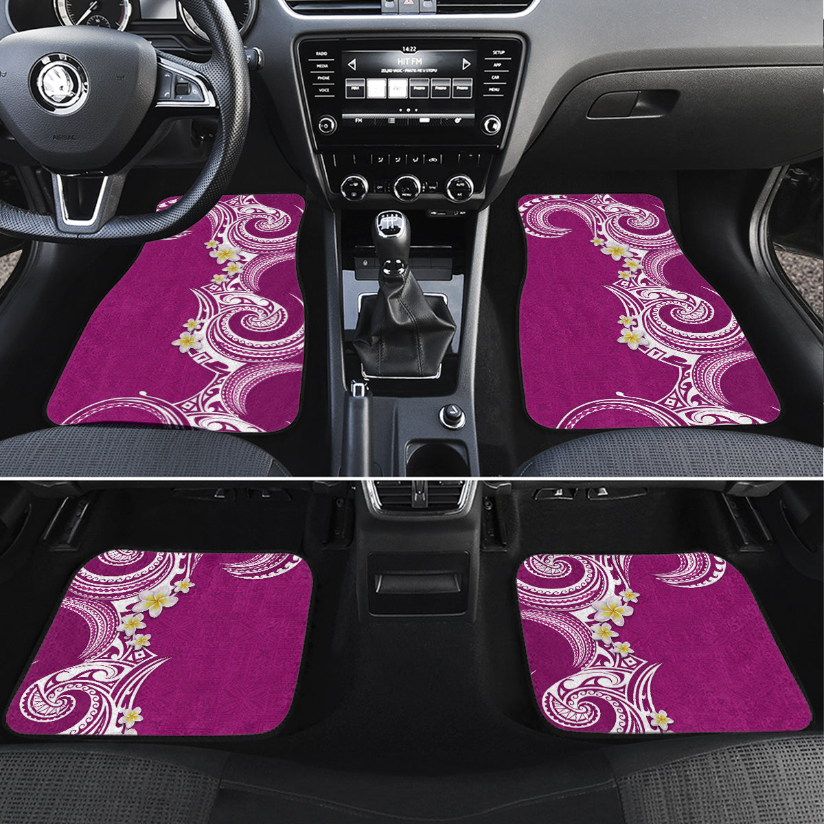 Aloha Polynesian Plumeria Flower Car Mats Pink Color LT03 Set 4pcs Pink - Polynesian Pride