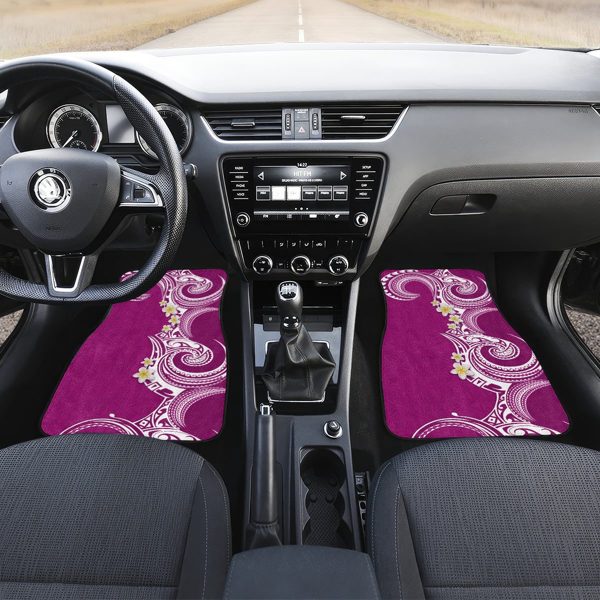 Aloha Polynesian Plumeria Flower Car Mats Pink Color LT03 Set 2pcs - Front Pink - Polynesian Pride