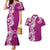 Aloha Polynesian Plumeria Flower Couples Matching Mermaid Dress and Hawaiian Shirt Pink Color