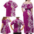 Aloha Polynesian Plumeria Flower Family Matching Off Shoulder Maxi Dress and Hawaiian Shirt Pink Color