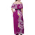 Aloha Polynesian Plumeria Flower Family Matching Off Shoulder Maxi Dress and Hawaiian Shirt Pink Color